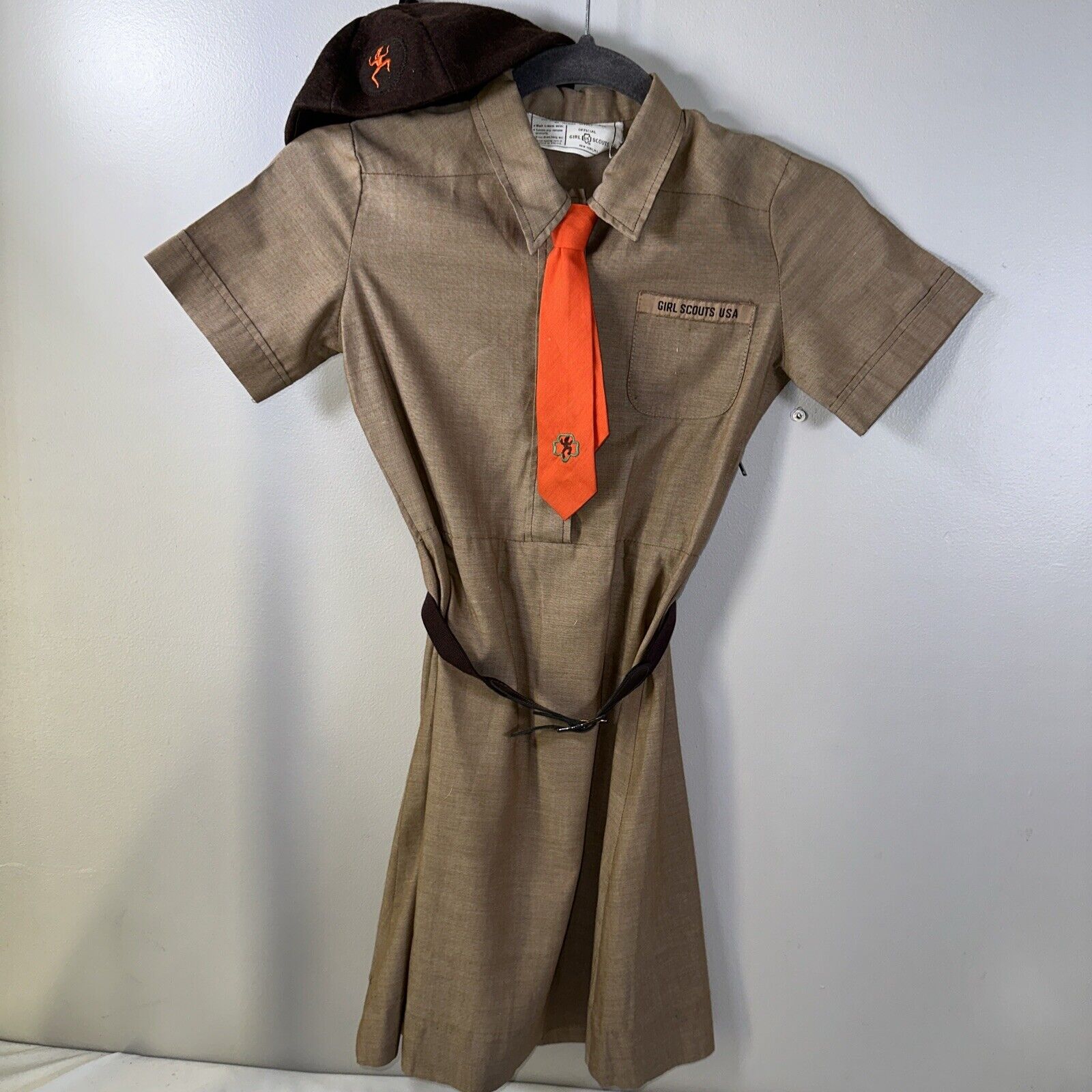 Vintage Girl Scouts Uniform Brown Dress Official 1970s Girl Scout Girls