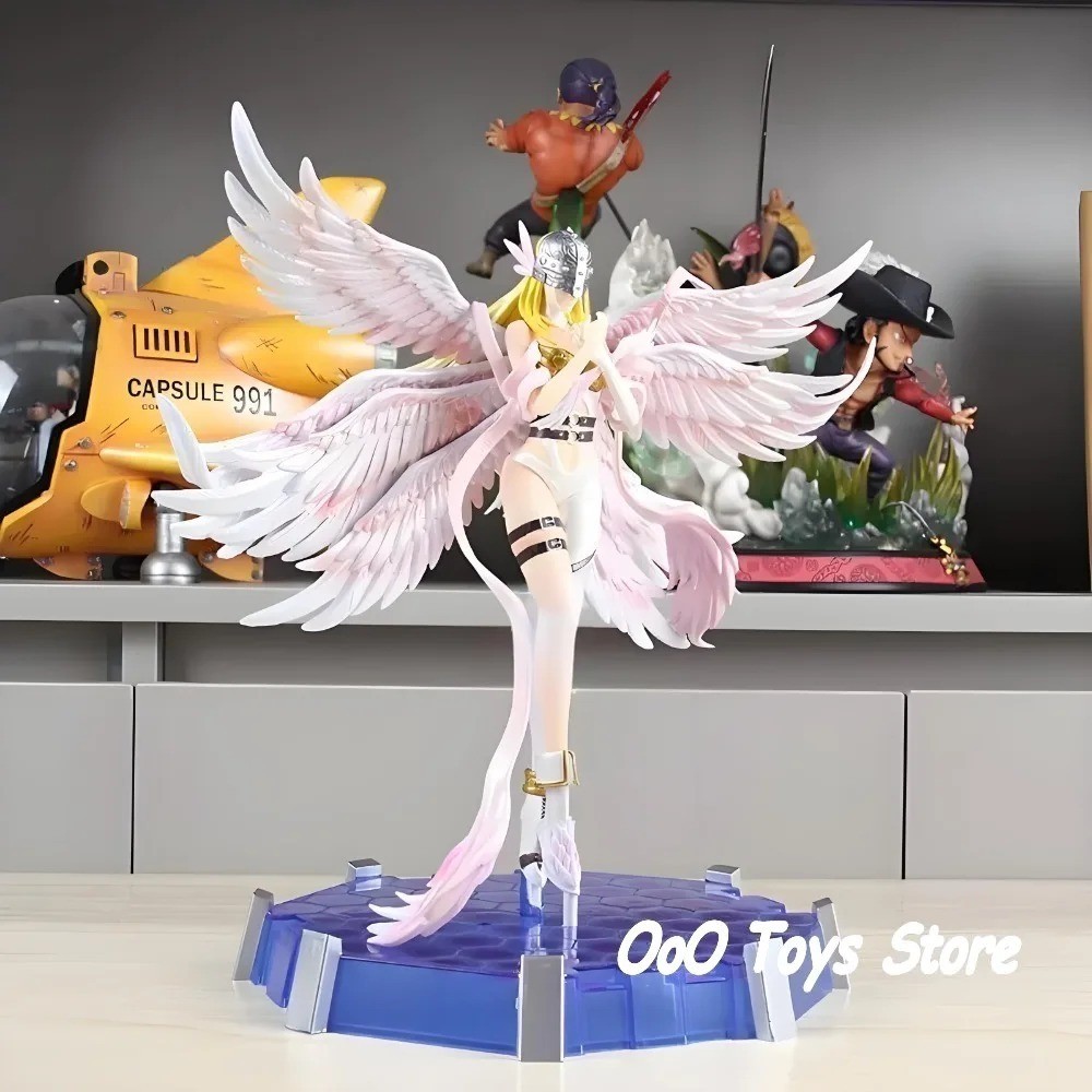 Digimon Angewomon 26cm Angel Figure Pink Wings PVC Anime Collectible Statue