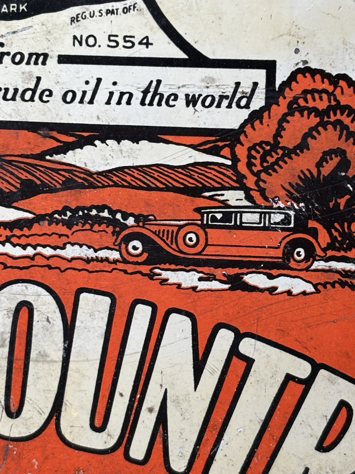 Antique Original RARE Sears Cross-Country Slim One Gallon Motor Oil Can Graphic