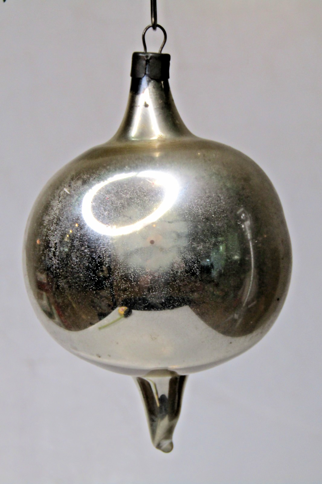 VTG pre WWII Blown Glass Silver Large Tiered DROP Christmas Ornament HEIM