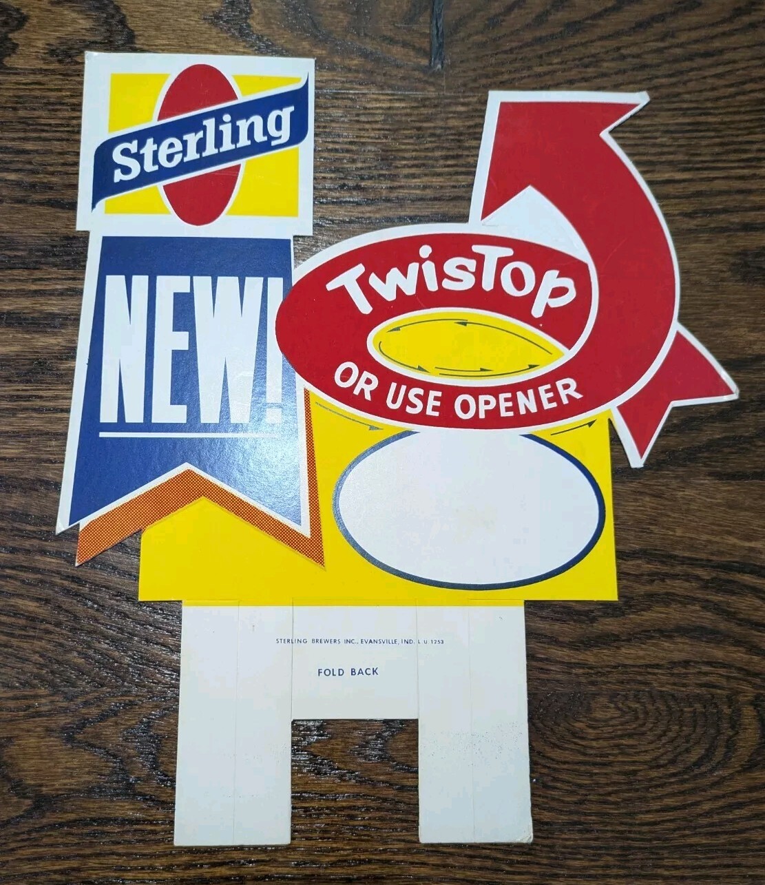 Antique Sterling Beer Cardboard In-Store Bottle TwisTop Advertising Sign Pricing Antique Sterling Beer Cardboard In-Store Bottle TwisTop Advertising Sign Pricing