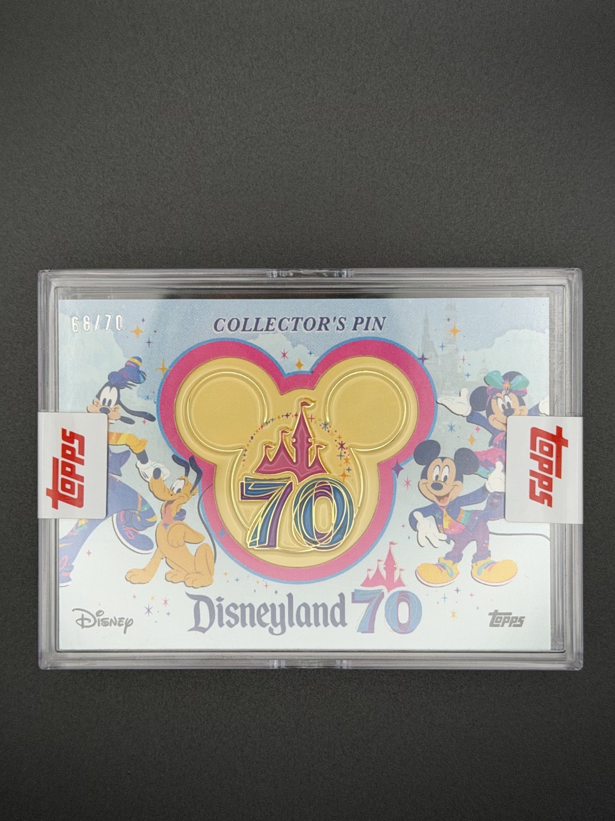 2025 Topps Disneyland 70th Anniversary Rare Collector's Pin Card #CP-70 /70 2025 Topps Disneyland 70th Anniversary Rare Collector's Pin Card #CP-70 /70