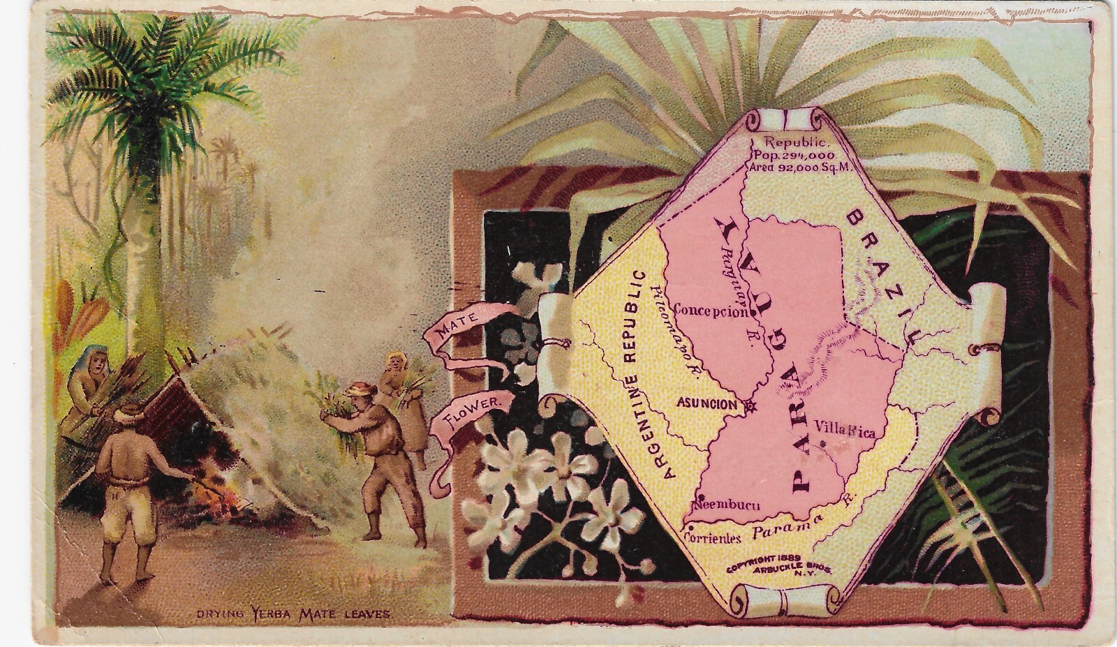 1889 Arbuckle's Bros. Coffee Advertising Trade Card No 78 Paraguay 1889 Arbuckle's Bros. Coffee Advertising Trade Card No 78 Paraguay