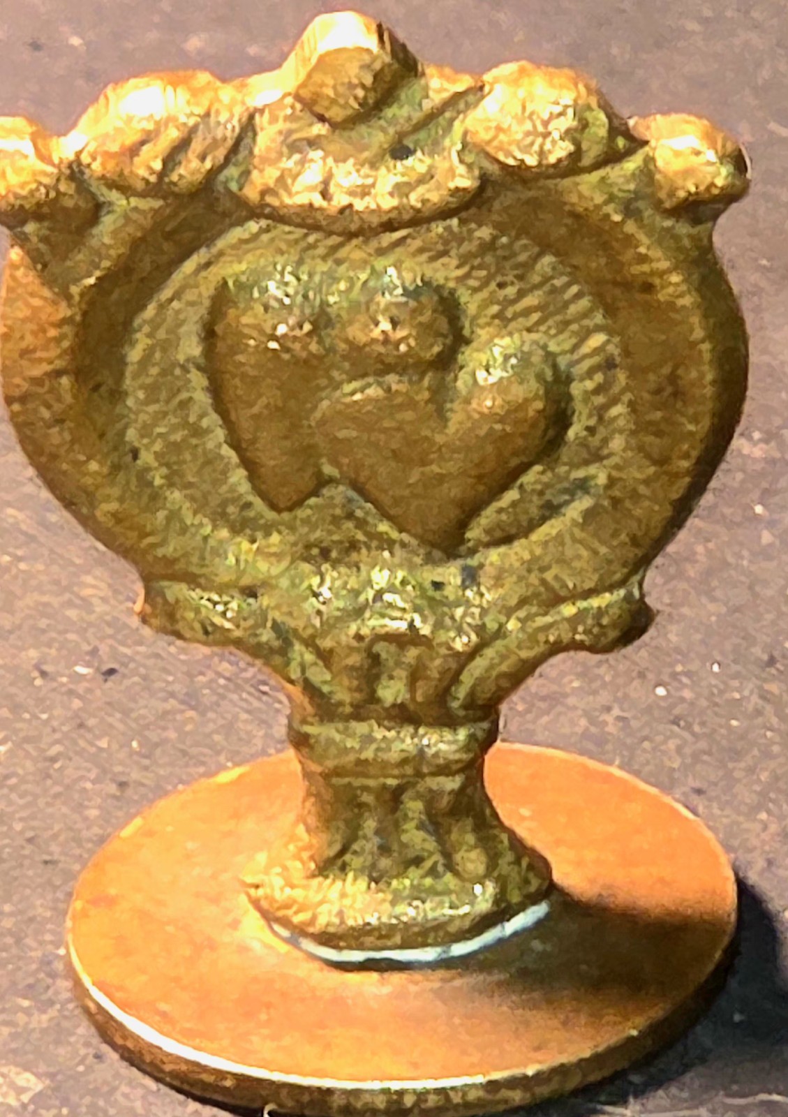 Vtg Mid-Century Italian Brass Double Heart Wax Seal Desk Stamp - Made in Italy Vtg Mid-Century Italian Brass Double Heart Wax Seal Desk Stamp - Made in Italy