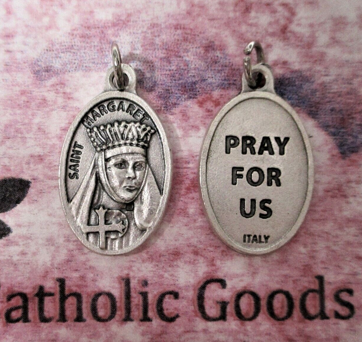 Saint St. Margaret of Scotland - Italian Silver tone Die-Cast OX 1 inch Medal Saint St. Margaret of Scotland - Italian Silver tone Die-Cast OX 1 inch Medal