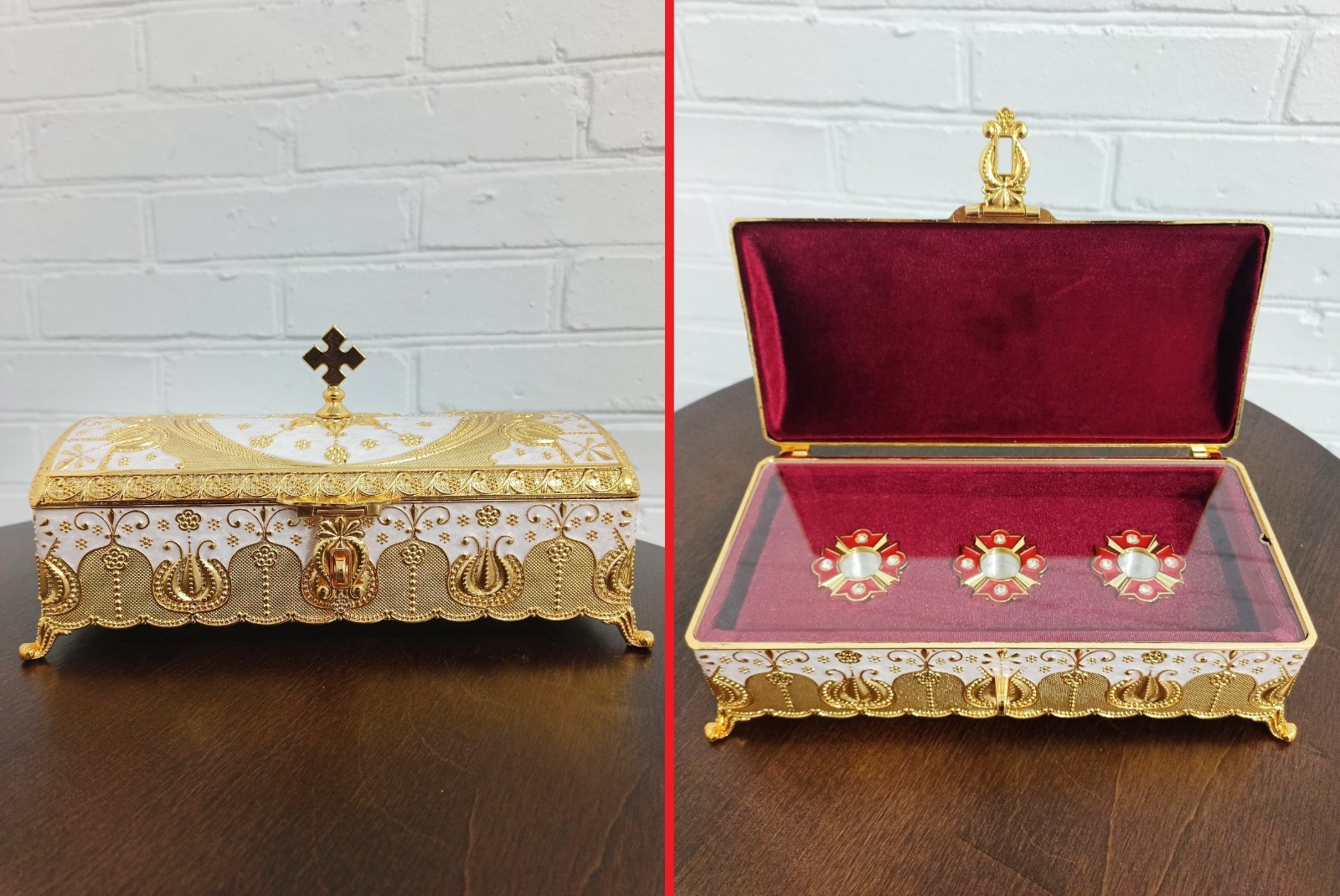 Reliquary Box Orthodox Christian Red Velvet 8.66\