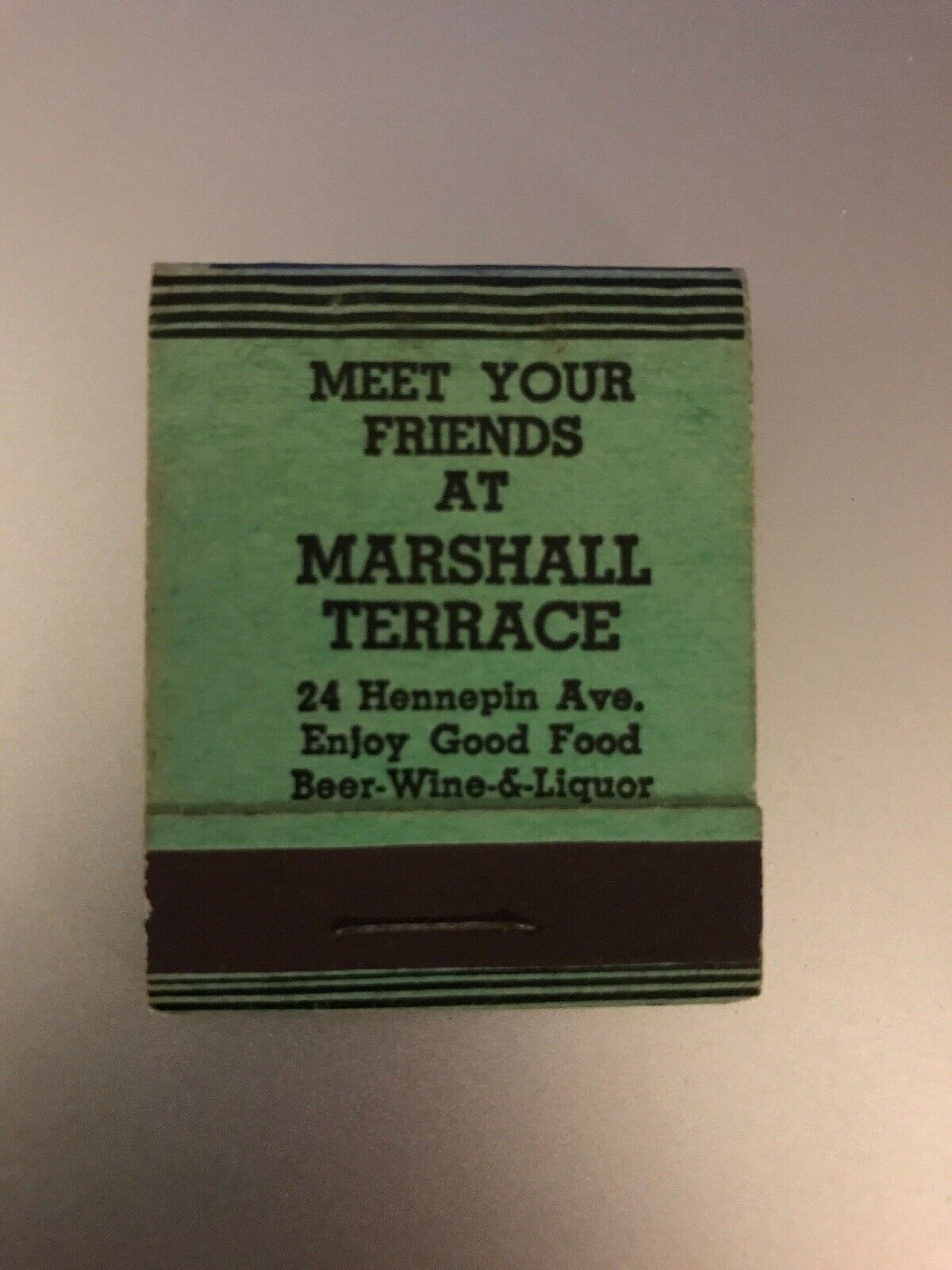 Meet Your Friends at Marshall Terrace Vintage Matchbook Travel Souvenir
