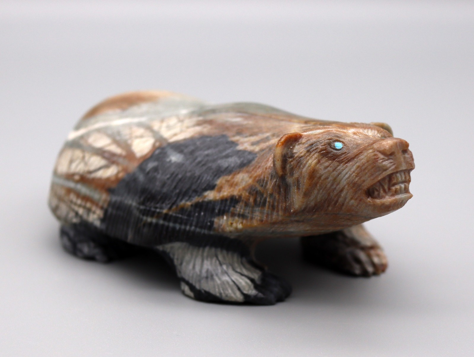 Milton Honawa (d) Large Picasso Marble Hopi Badger Fetish