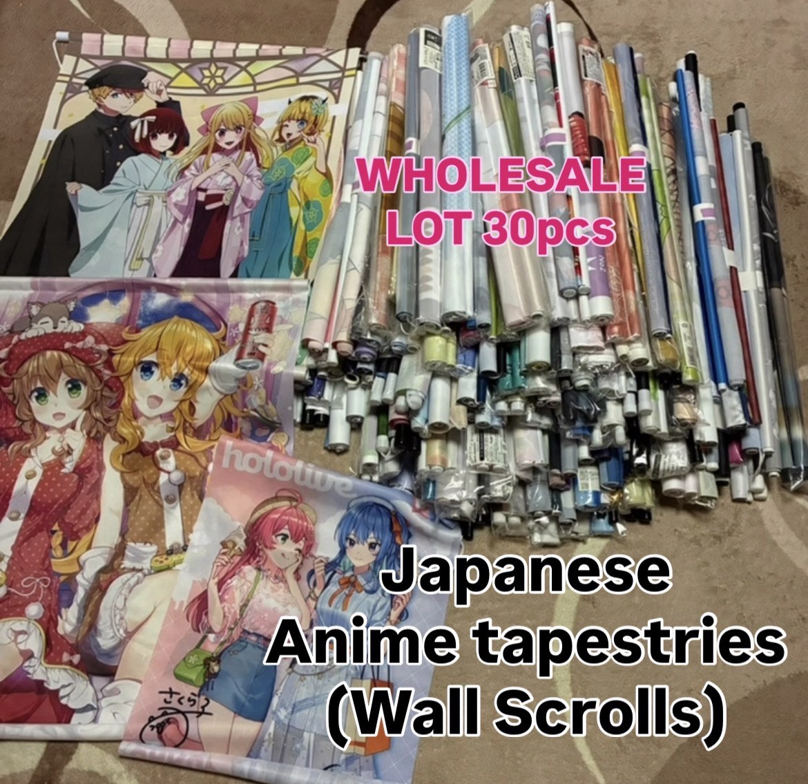 Anime Tapestry Wall Scroll Wholesale Bulk Job Lot 30pcs VTuber Hololive Resale