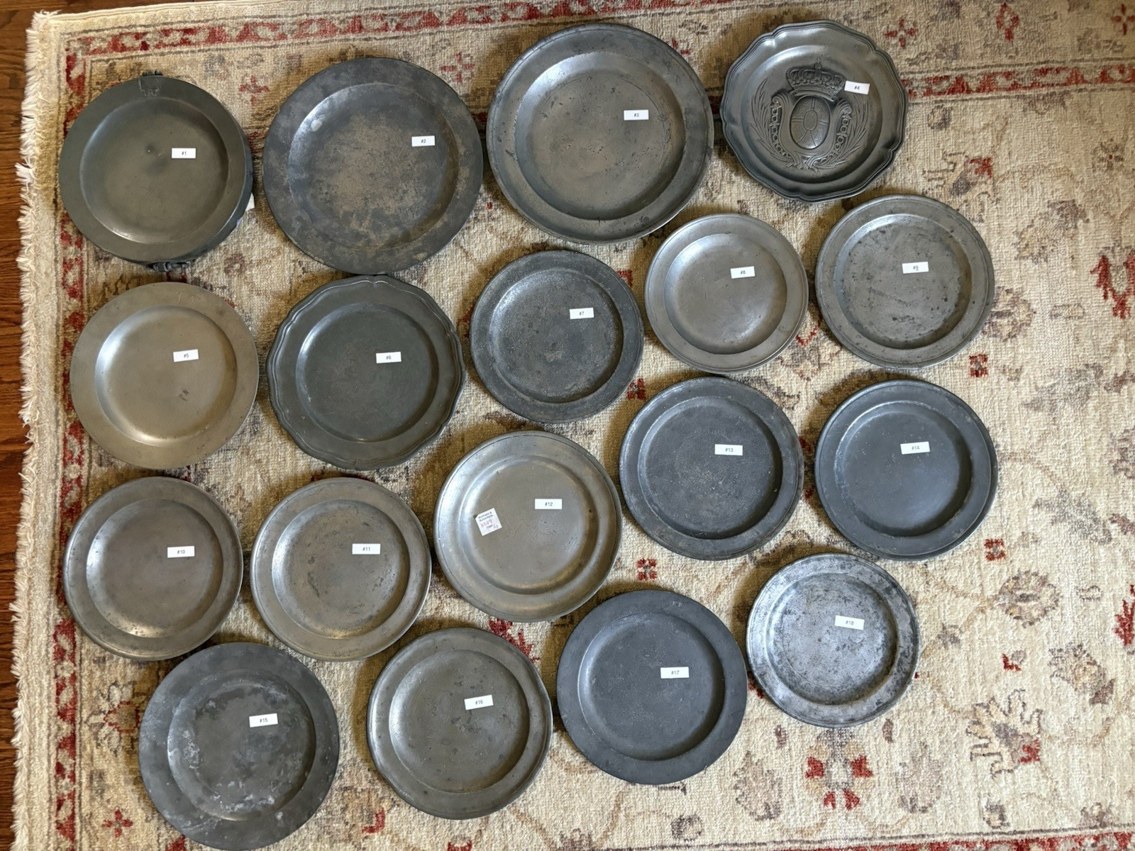 Title: Intact 18-Piece Collection of 18th & 19th C. Antique Pewter Plates Title: Intact 18-Piece Collection of 18th & 19th C. Antique Pewter Plates