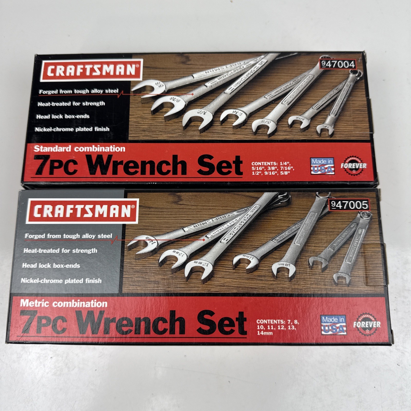 NEW Vintage CRAFTSMAN USA LOT - SAE 47004 & Metric 47005 COMBINATION Wrench SET