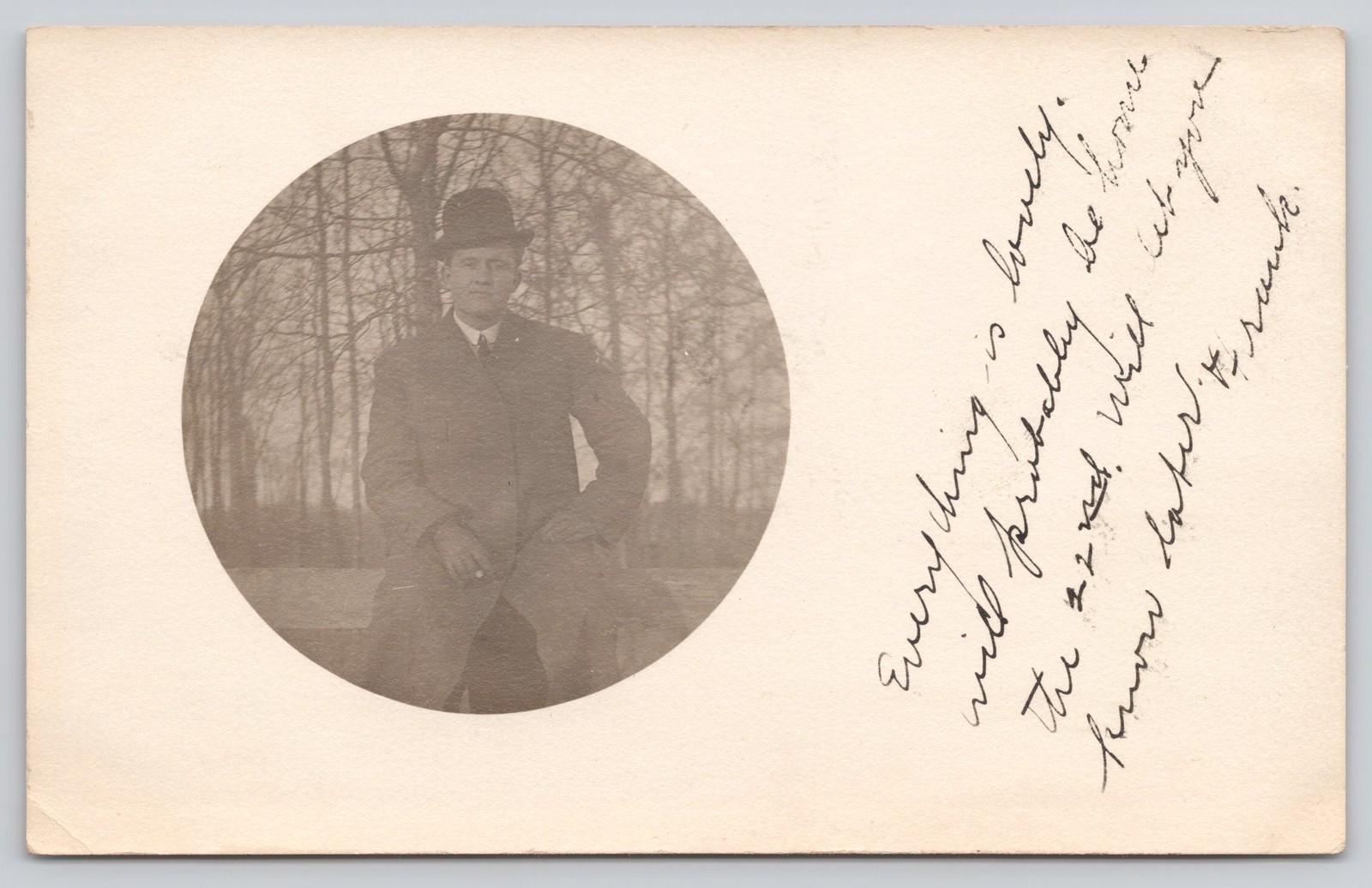RPPC Real Photo Postcard Man Bowler Hat c1905 Rio Wisconsin Postmark RPPC Real Photo Postcard Man Bowler Hat c1905 Rio Wisconsin Postmark