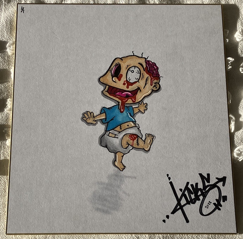 2022 KICKSTRADOMIS Rugrats Zombie Tommy Pickles 9.5x11 Original Art Sketch 1/1 