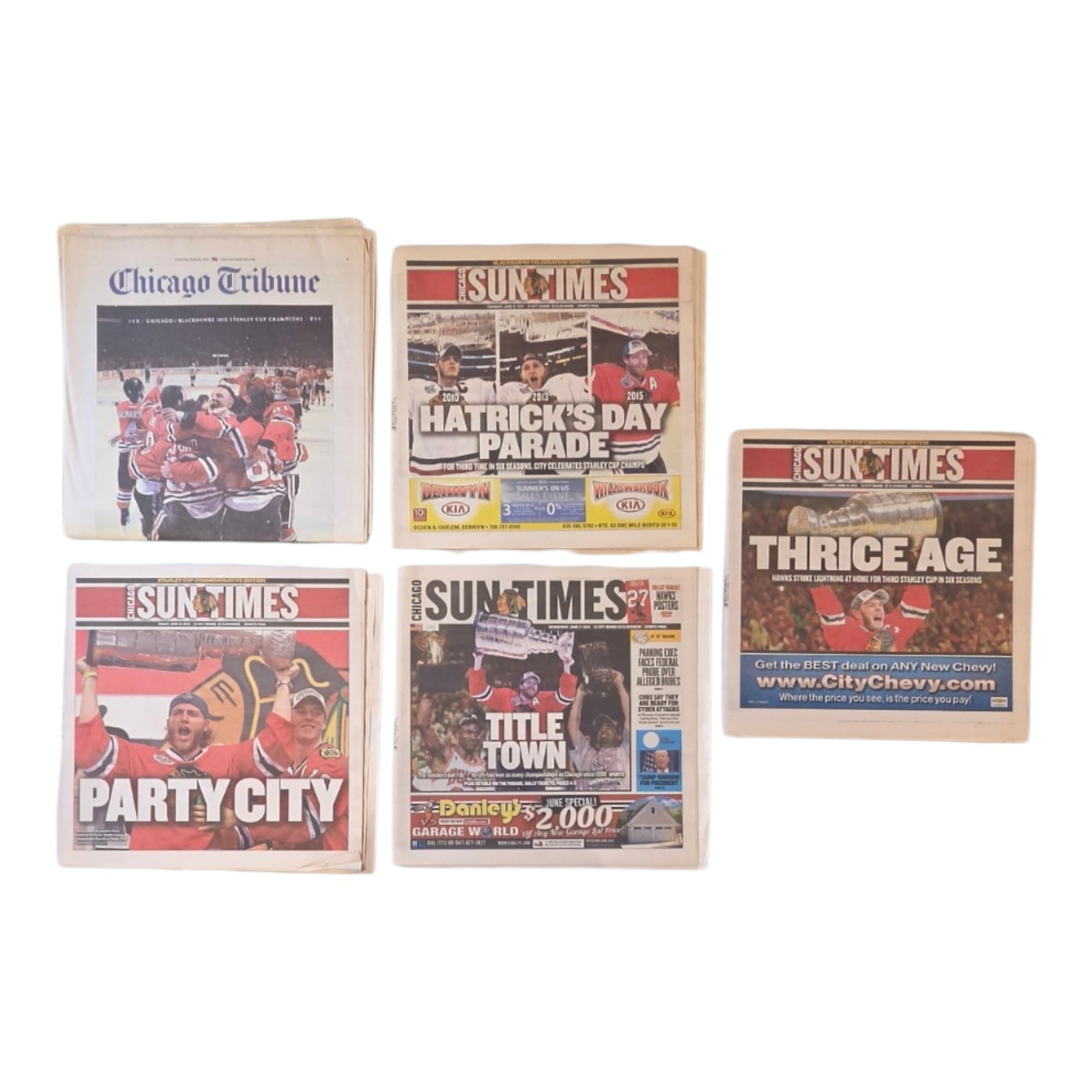 Chicago Tribune and Chicago Sun-Times 2015 Newspaper Blackhawks Win Stanley Cup Chicago Tribune and Chicago Sun-Times 2015 Newspaper Blackhawks Win Stanley Cup