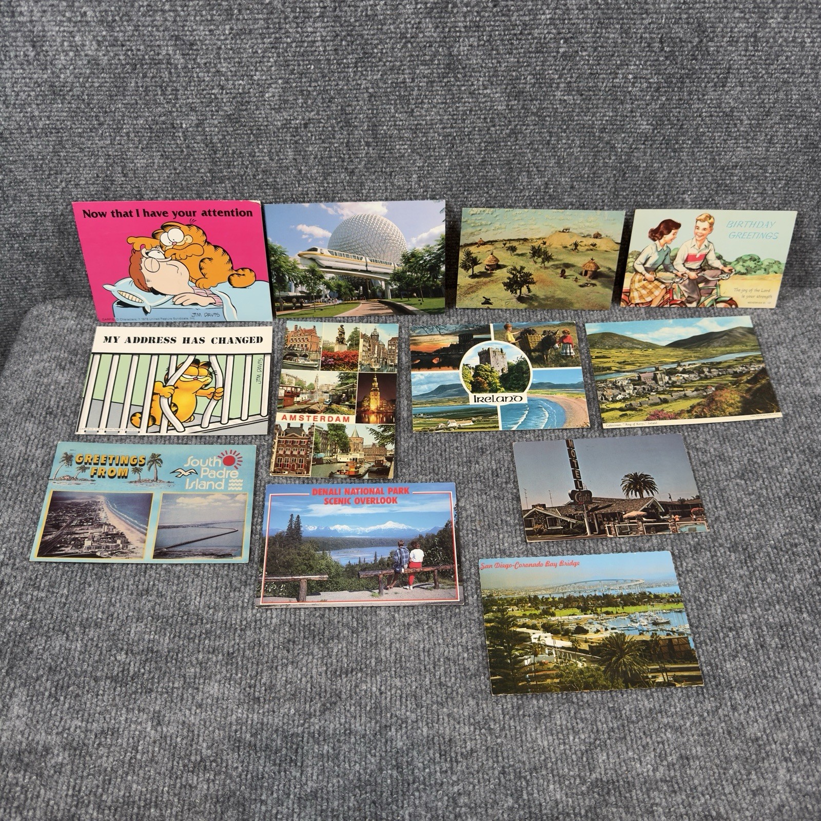 Vintage 1970s-1990s Postcards Lot 12 Worldwide Used Written On Cartoons Variety