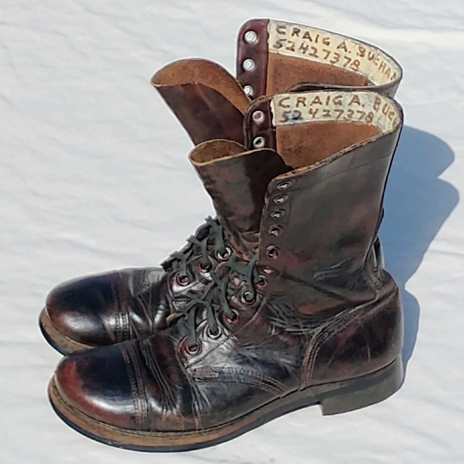 Vtg 1950s Korean War Brown Leather Paratrooper Jump Boots Size 9R With Socks Vtg 1950s Korean War Brown Leather Paratrooper Jump Boots Size 9R With Socks