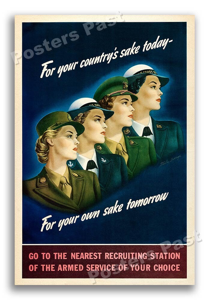 WW2 Women's Recruiting Poster 1944 Armed Services - 16x24 WW2 Women's Recruiting Poster 1944 Armed Services - 16x24