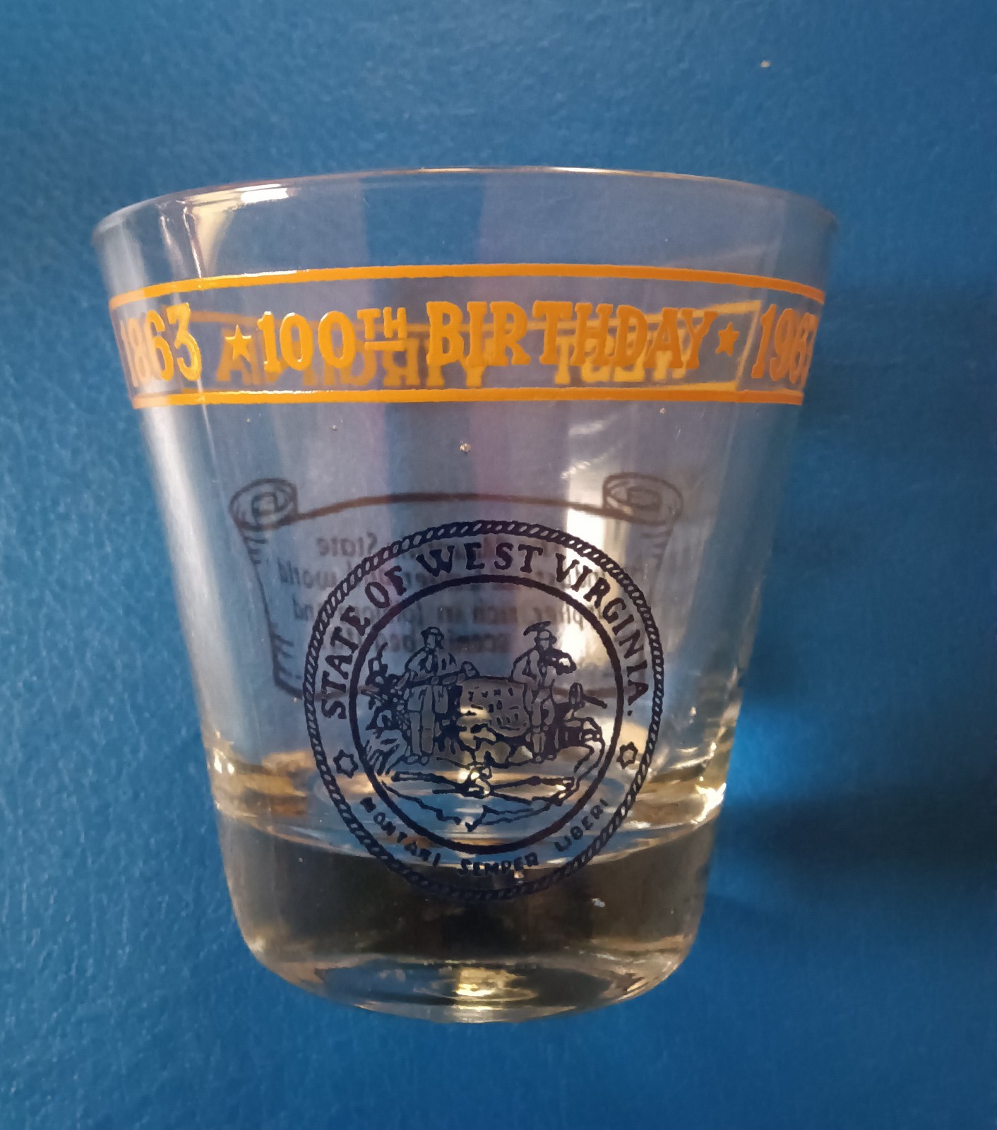 West Virginia 100th Anniversary State Glass 1863-1963 Vintage Nice West Virginia 100th Anniversary State Glass 1863-1963 Vintage Nice