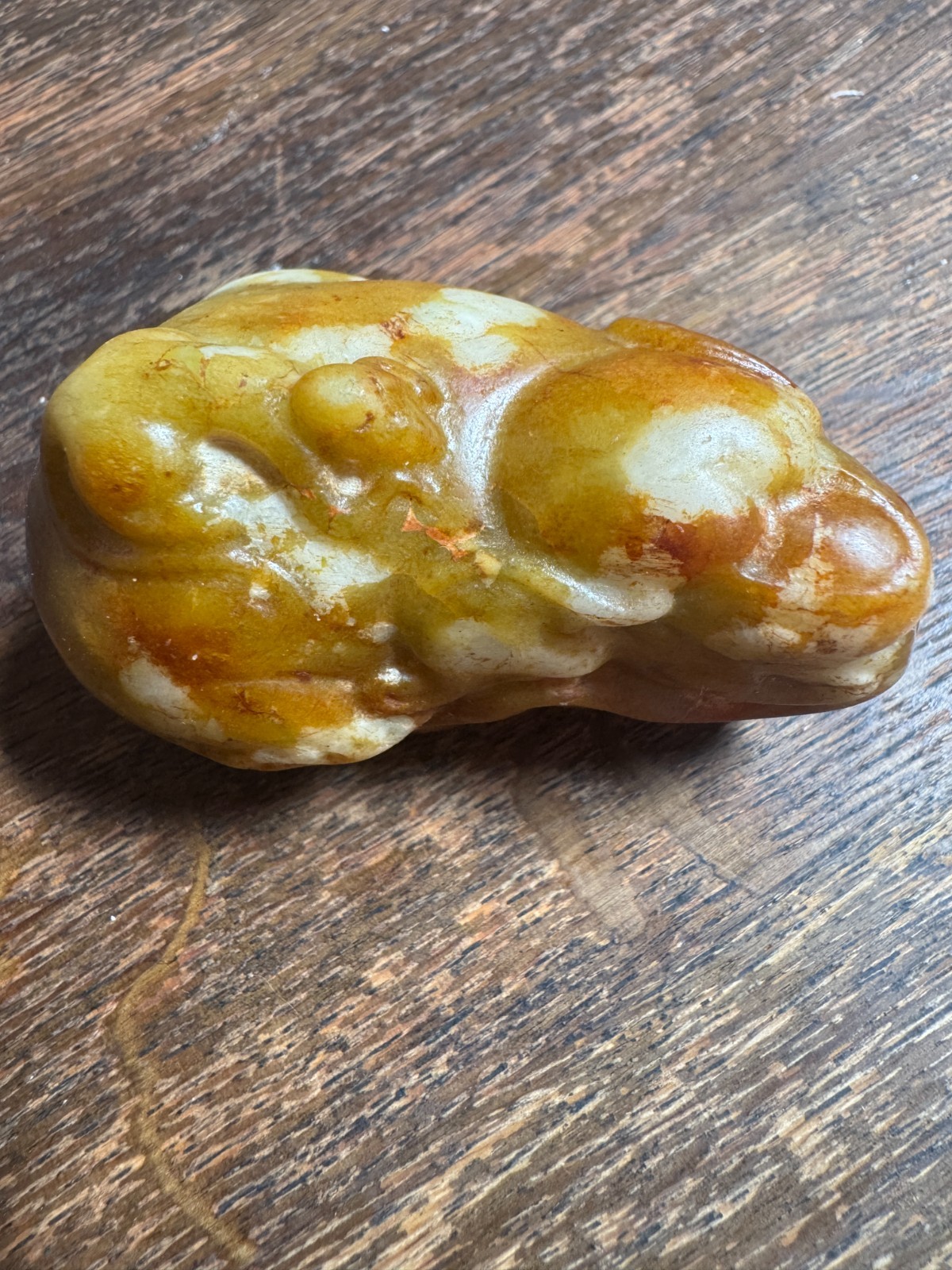 Old Hand Carved Antique Jade Bull Figurine Yellow Russet Skin Estate Old Hand Carved Antique Jade Bull Figurine Yellow Russet Skin Estate