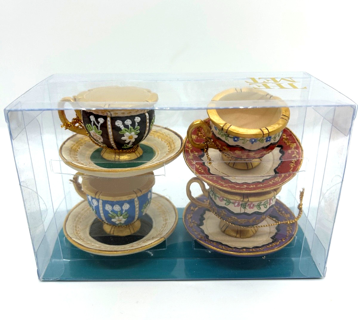 The Met Collection Set of Four Hand-Painted Cast Resin Mini Teacups NIB The Met Collection Set of Four Hand-Painted Cast Resin Mini Teacups NIB