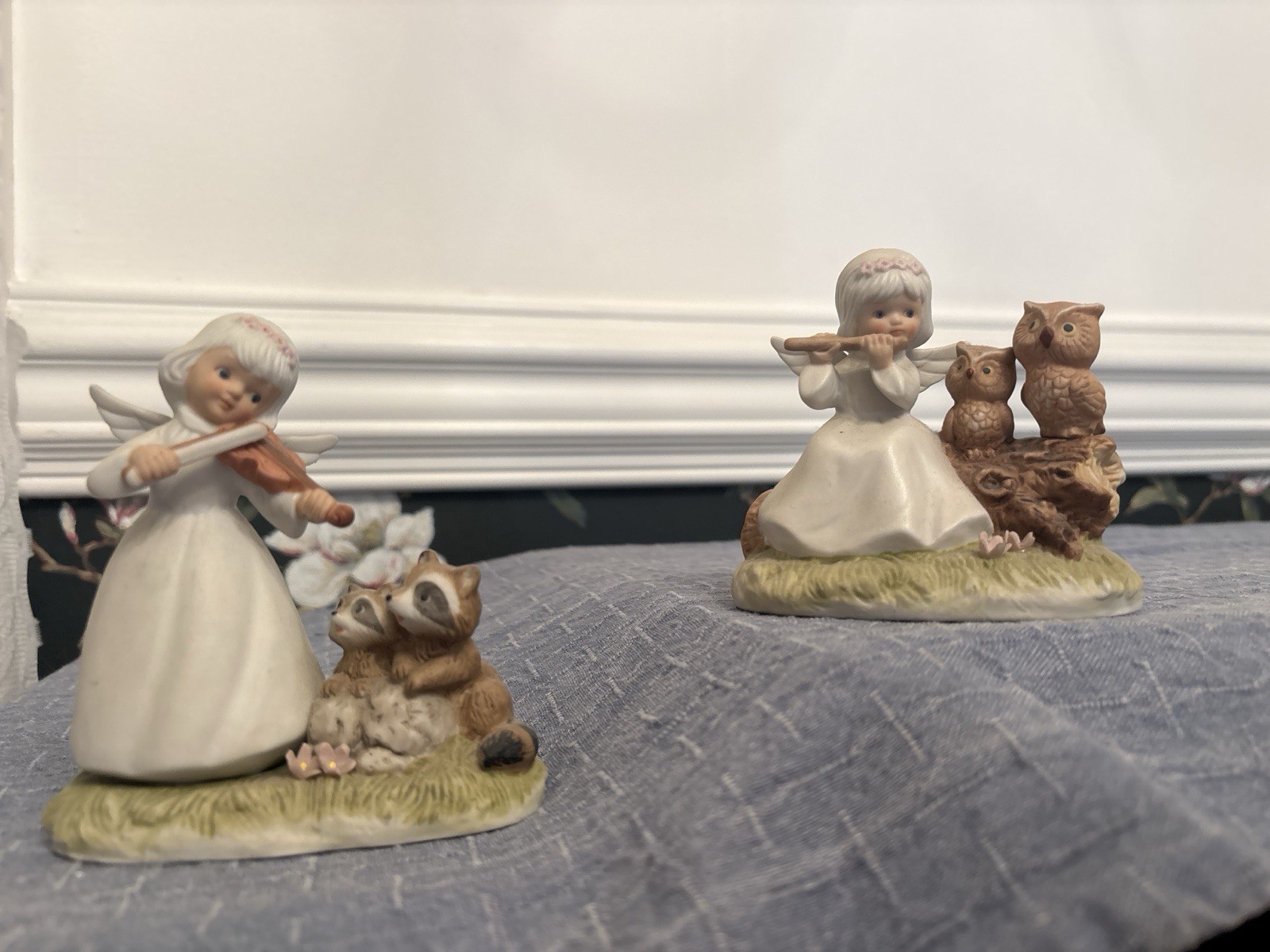 Pair of Vintage Bisque Porcelain Musical Angels Pair of Vintage Bisque Porcelain Musical Angels