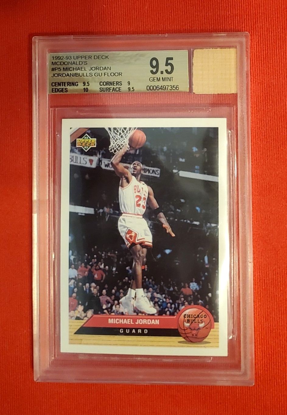 1992-93 Upper Deck McDonald\'s #P5 MICHAEL JORDAN Bulls Floor BGS 9.5 Gem Mint π 1992-93 Upper Deck McDonald\'s #P5 MICHAEL JORDAN Bulls Floor BGS 9.5 Gem Mint π