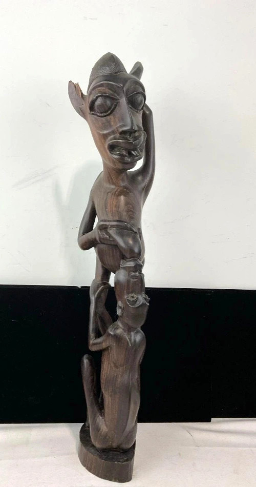 Vintage African Wood Hand Carved Makonde Tribal Art Statue Sculpture 20 Vintage African Wood Hand Carved Makonde Tribal Art Statue Sculpture 20