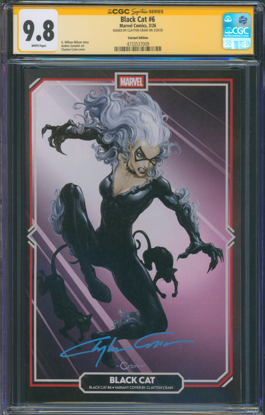 Black Cat #6, CGC SS 9.8, Frame Variant, Signed Crain ( 2026)