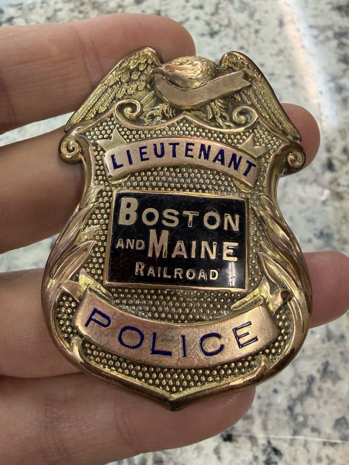 Ext Rare 1920s-1930s Boston & Maine Railroad Police Lieutenant Badge Ext Rare 1920s-1930s Boston & Maine Railroad Police Lieutenant Badge