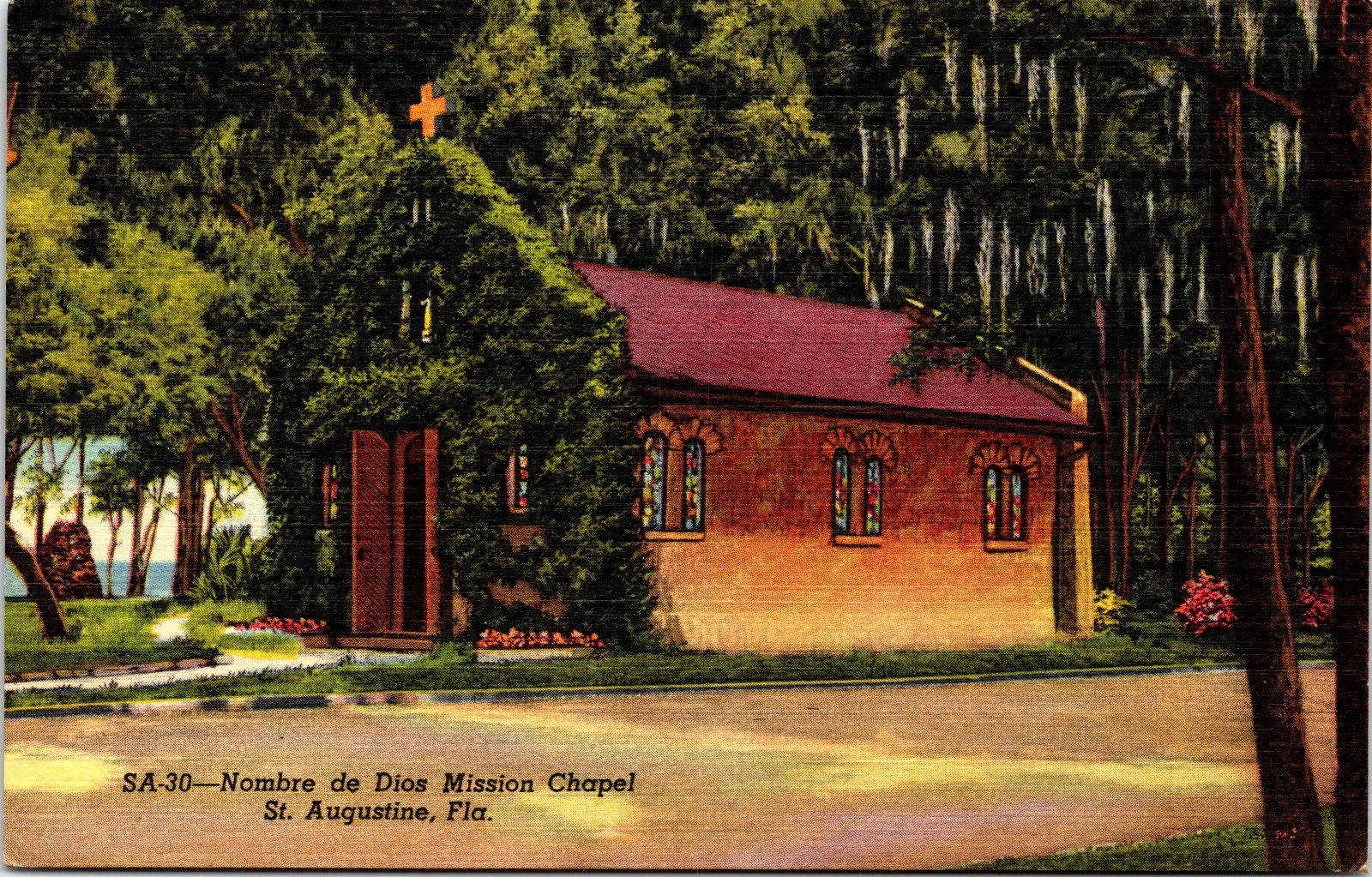 NOMBRE DE DIOS MISSION CHAPEL, ST. AUGUSTINE, FLA Floirda. POSTCARD. NOMBRE DE DIOS MISSION CHAPEL, ST. AUGUSTINE, FLA Floirda. POSTCARD.