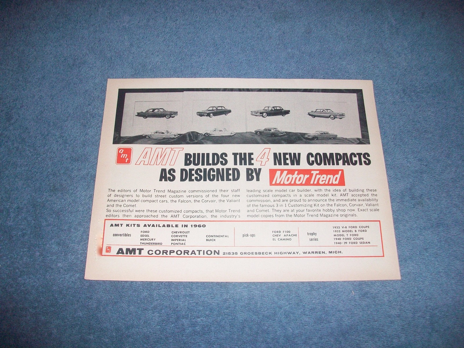 1960 AMT 3-n-1 Model Car Kits Vintage Ad 1960 AMT 3-n-1 Model Car Kits Vintage Ad