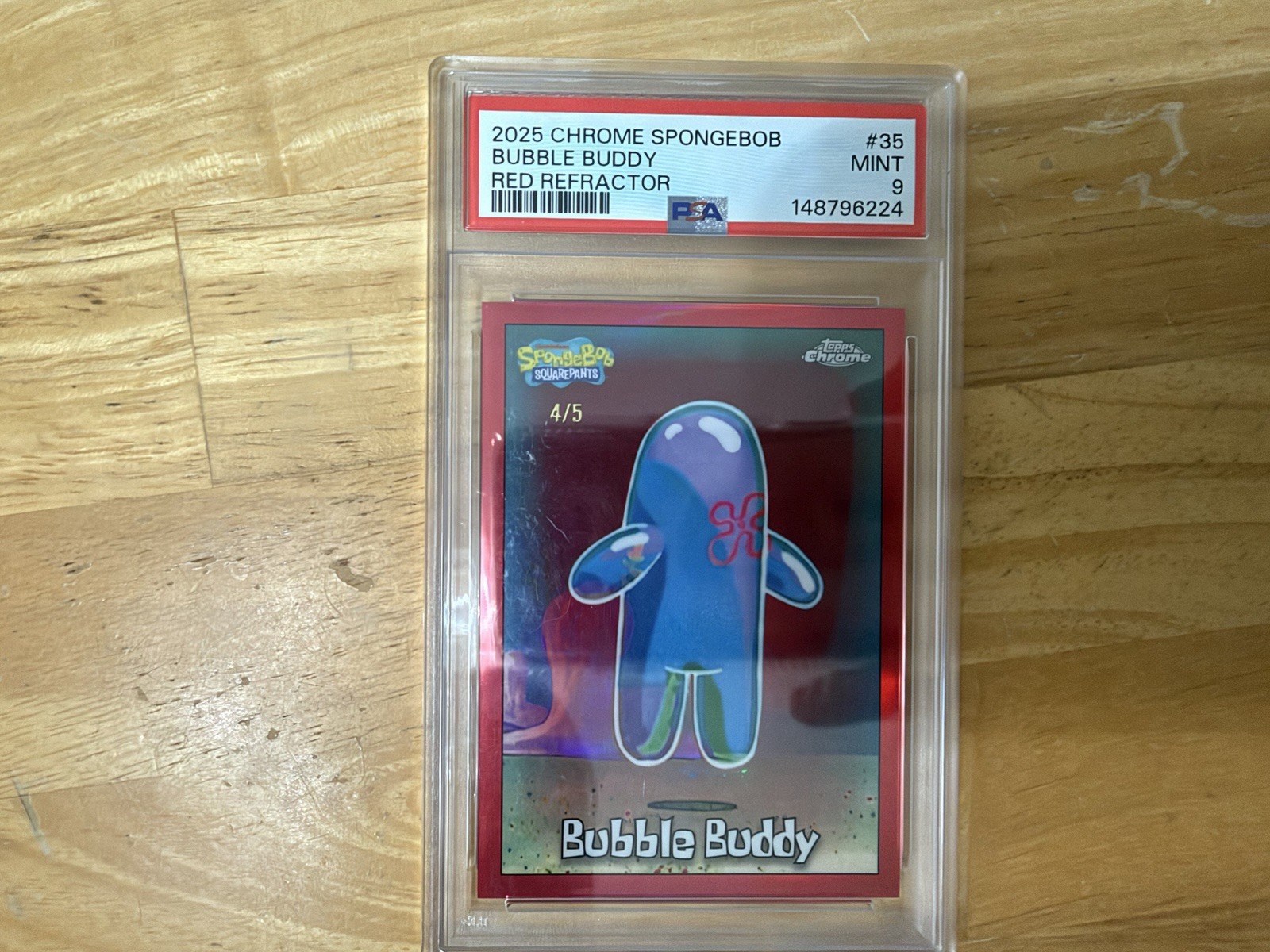2025 Topps Chrome SpongeBob SquarePants Bubble Buddy /5 True Red PSA 9 POP 2 2025 Topps Chrome SpongeBob SquarePants Bubble Buddy /5 True Red PSA 9 POP 2