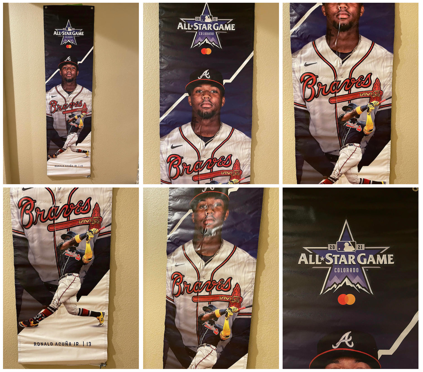 Ronald Acuna 2021 All Star Game Used Banner Atlanta Braves World Series 6+ Feet