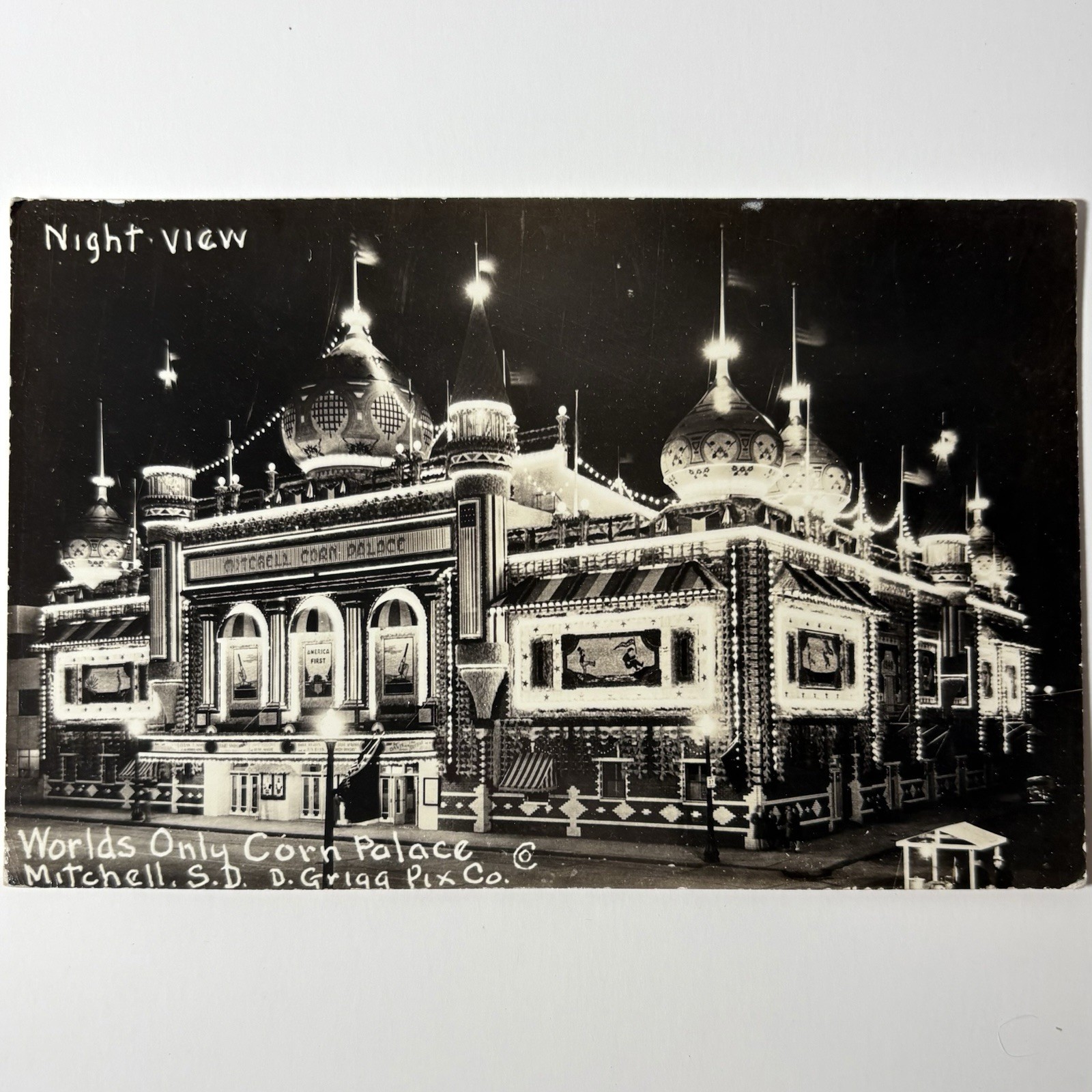 Mitchell SD Corn Palace Night View Vintage RPPC Photo Postcard South Dakota Mitchell SD Corn Palace Night View Vintage RPPC Photo Postcard South Dakota