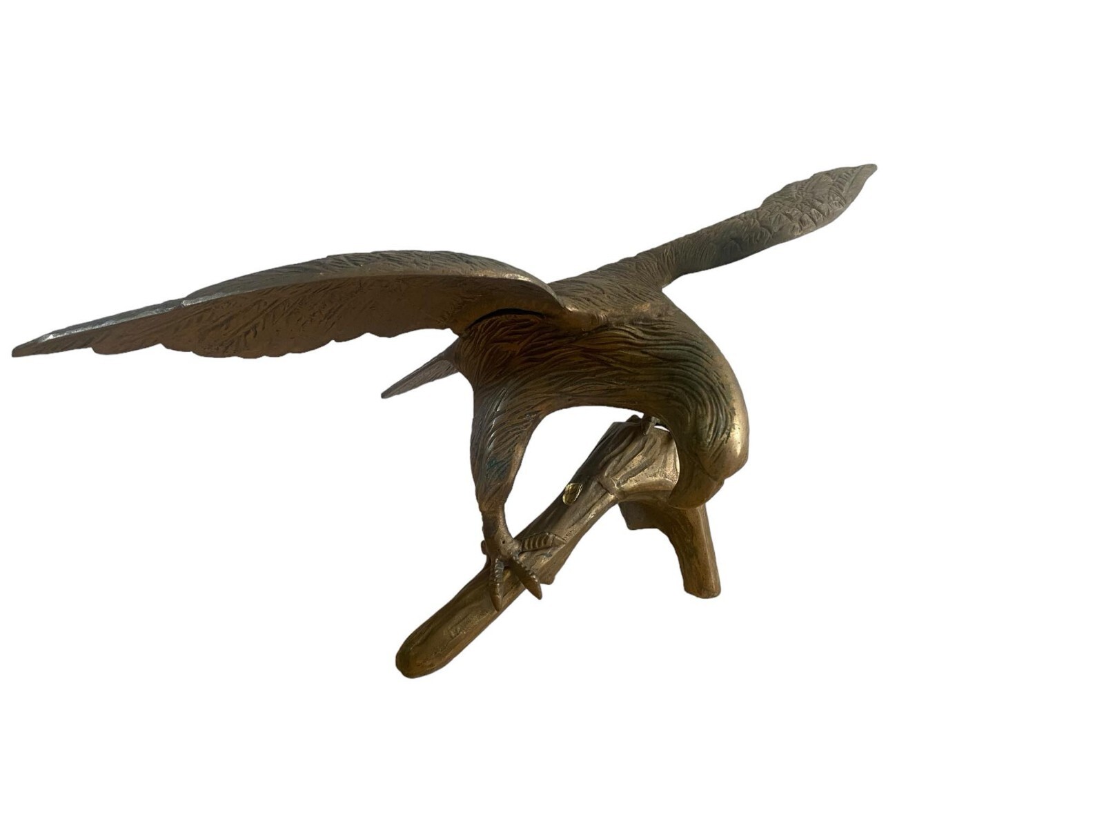 Large Vintage Brass American Eagle Statue on Branch 18.5 Large Vintage Brass American Eagle Statue on Branch 18.5