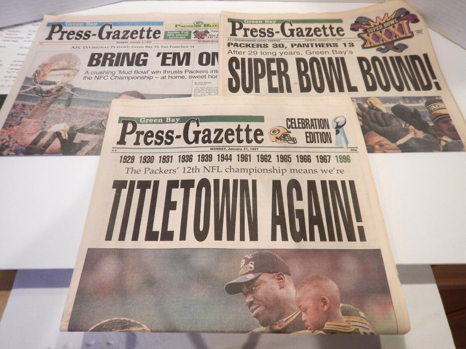 Green Bay Packers SuperBowl XXXI Newspapers Sealed Celebration Edition 1997