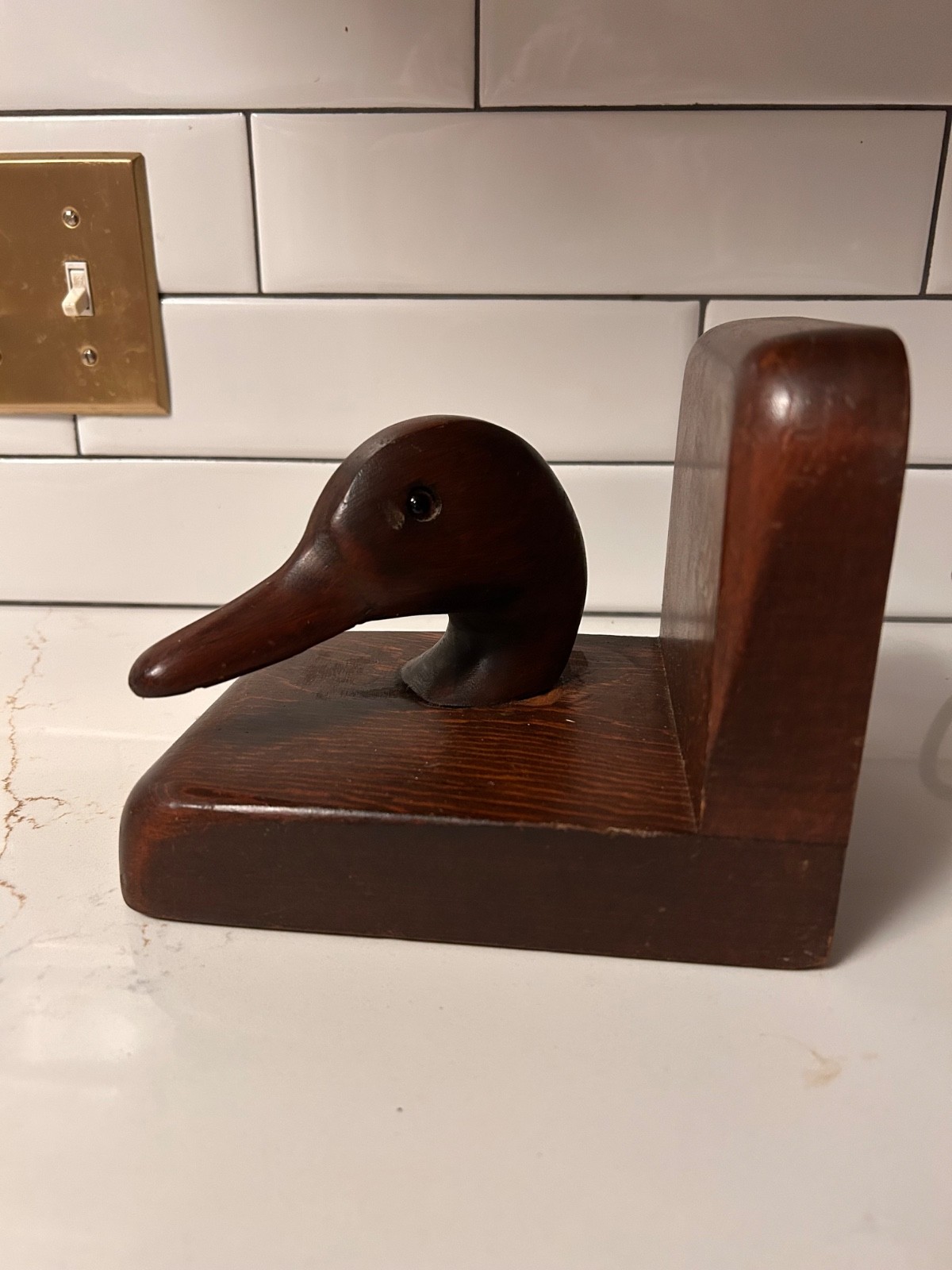 Vintage Carved Wood Duck Head Bookend Vintage Carved Wood Duck Head Bookend