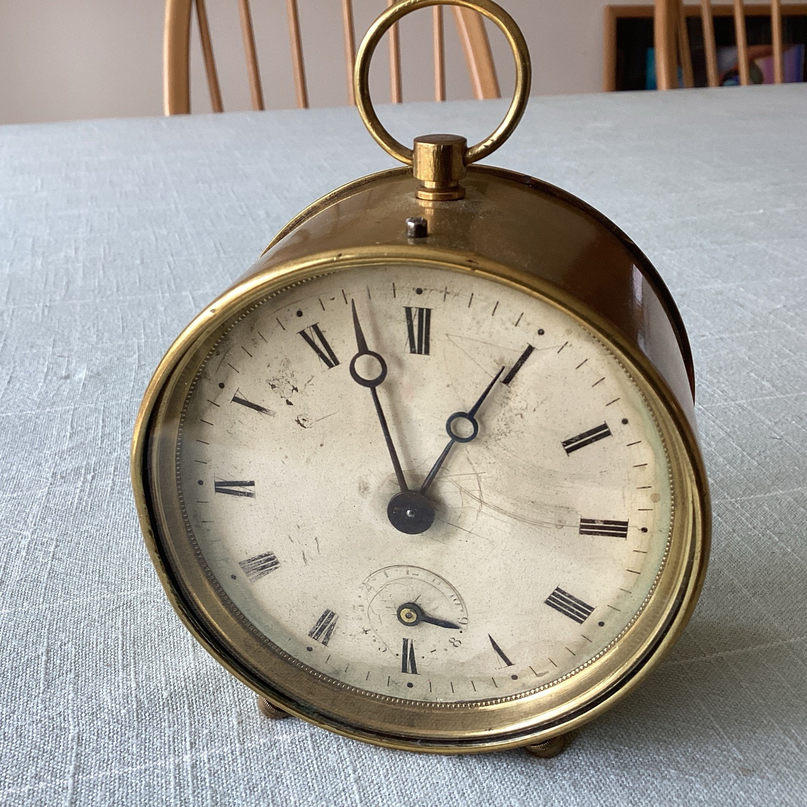 Antique French Barrel Clock with alarm : collectable with tic-tac escapement 