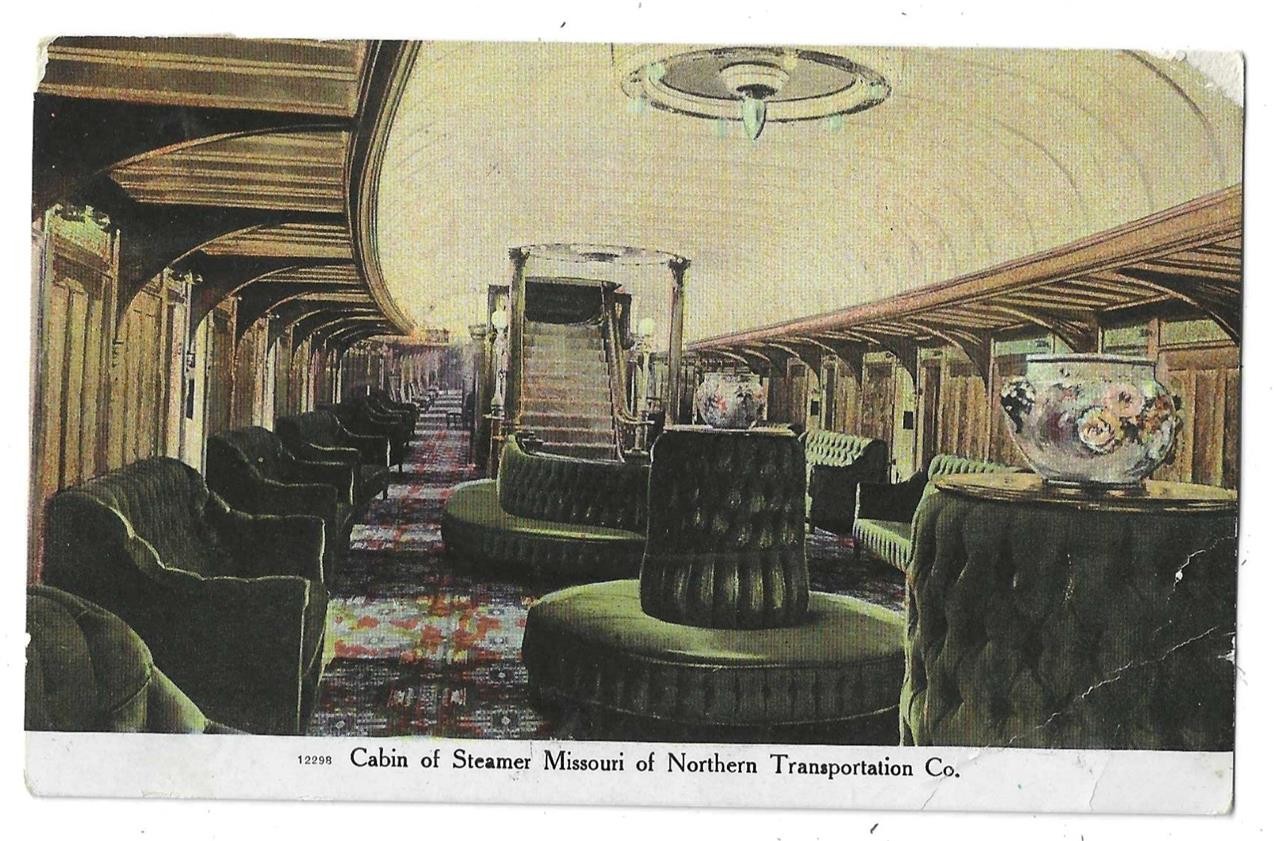 Cabin of Steamer Missouri, Northern Transportation Co - 1913 Card Cabin of Steamer Missouri, Northern Transportation Co - 1913 Card