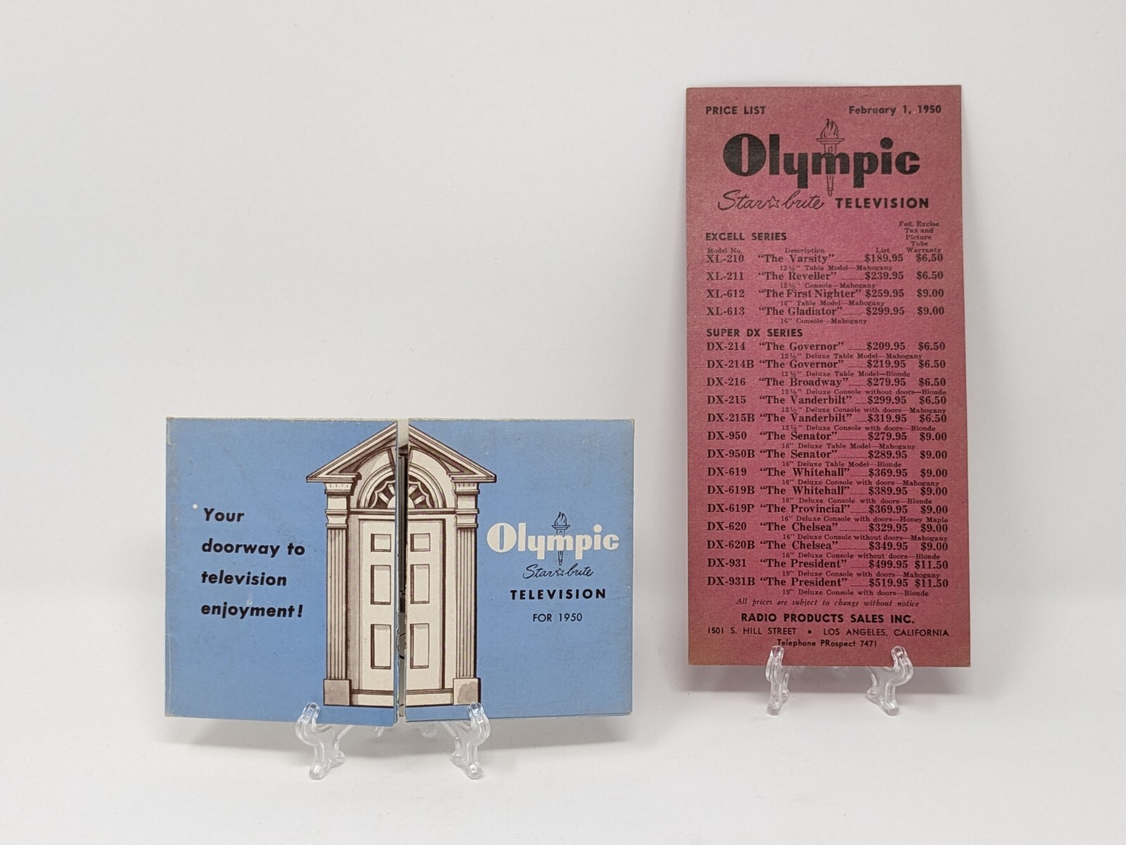 1950 Olympic Star Brite Television Fold Out Brochure And Price List 1950 Olympic Star Brite Television Fold Out Brochure And Price List