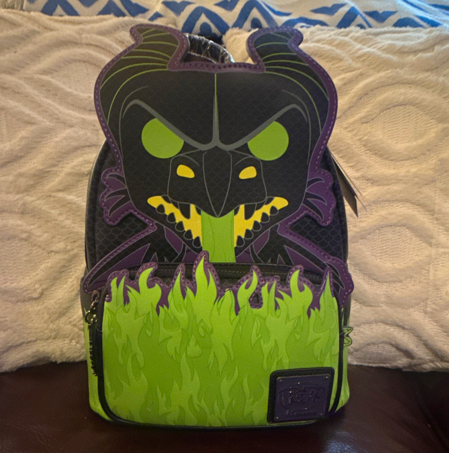 Loungefly Disney Maleficent Dragon Face Mini Backpack Black Green Purple Loungefly Disney Maleficent Dragon Face Mini Backpack Black Green Purple