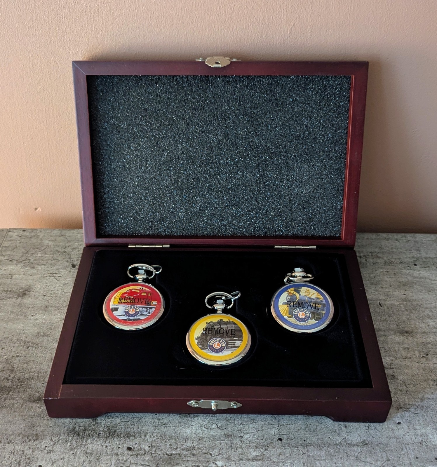 Lionel Licensed Westminster Pocket Watches Set of 3 in Case. Lionel Trains Lionel Licensed Westminster Pocket Watches Set of 3 in Case. Lionel Trains