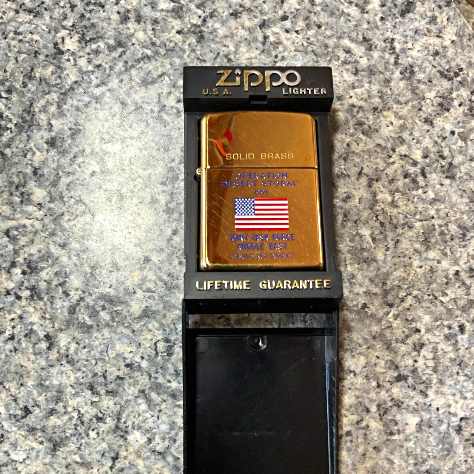 Zippo Solid Brass Lighter Operation Desert Storm 1991 Joint Task Force ME Zippo Solid Brass Lighter Operation Desert Storm 1991 Joint Task Force ME