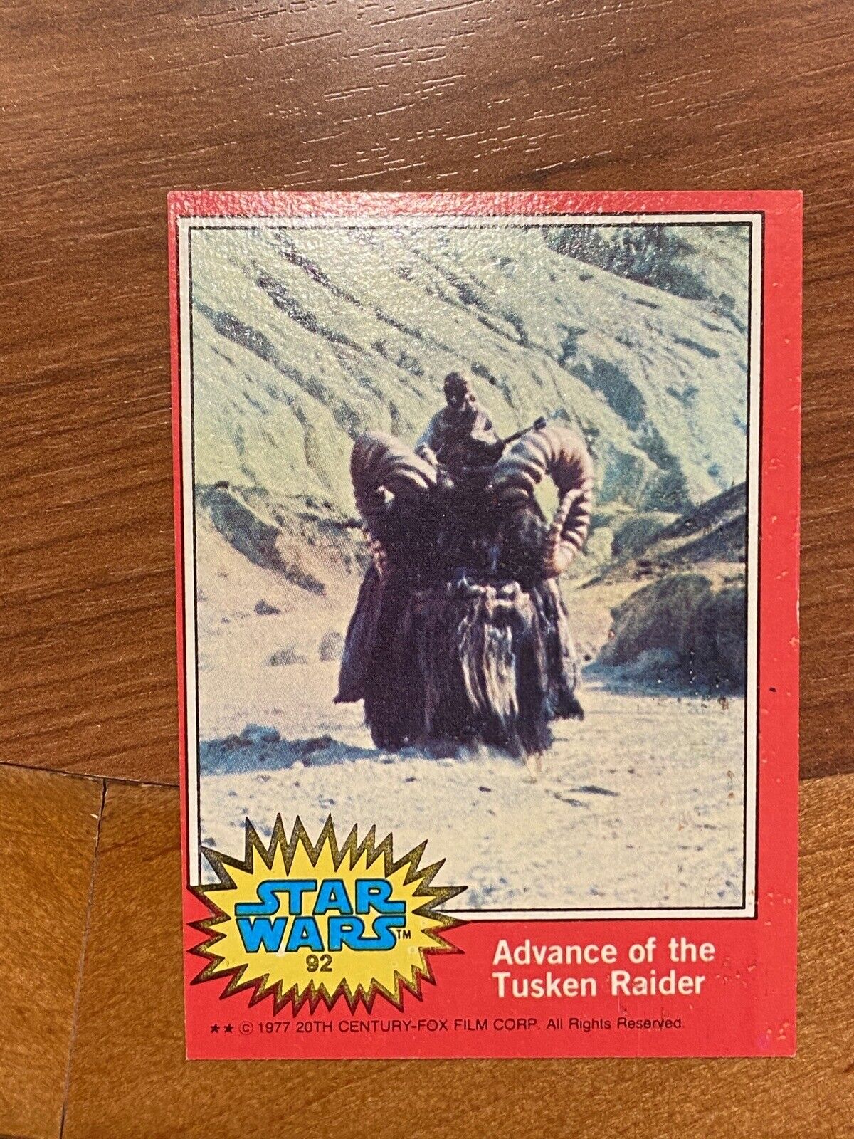 1977 TOPPS STAR WARS CARD - #92 TUSKEN RAIDER & BANTHA