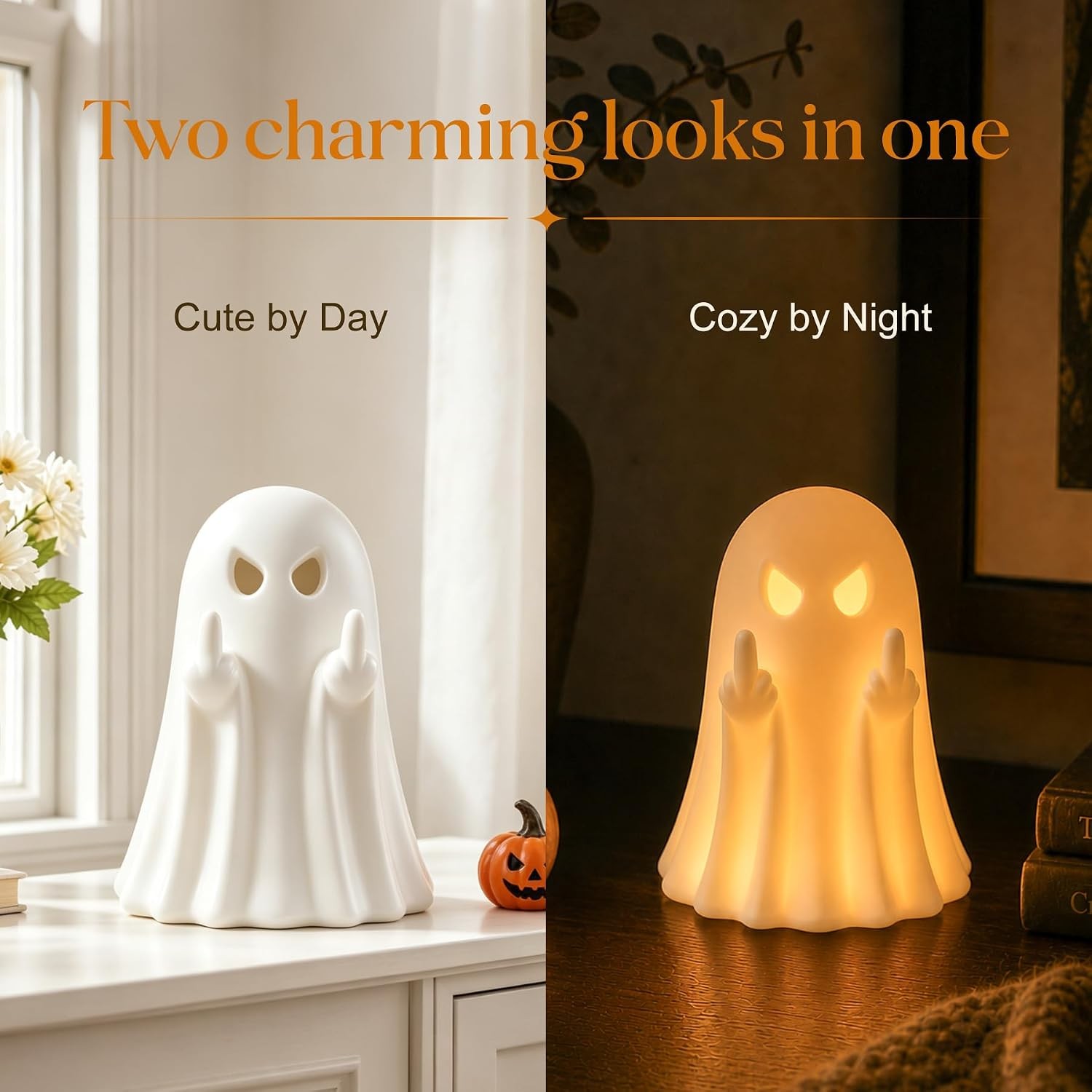 Halloween Ghost Figurine Cute Spooky Ghost Statue White Halloween Ghost Figurine Cute Spooky Ghost Statue White