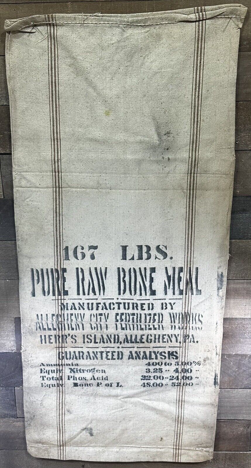 Vintage Grain Sack Stark Mills Seamless Pure Raw Bone Meal 