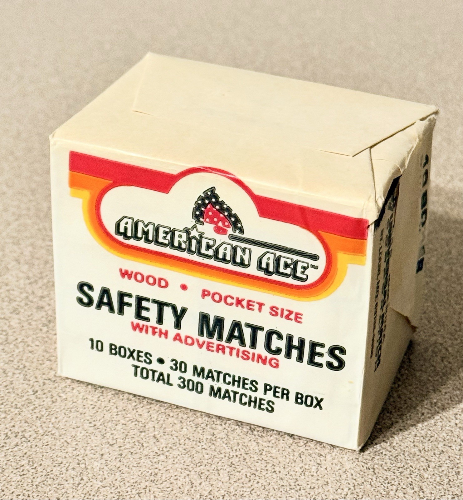 VTG American Ace Wood Safety Matches Brick Sealed Universal Match Corp NOS 