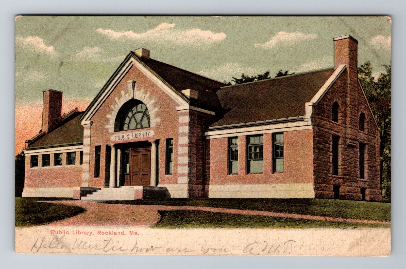 Rockland ME-Maine, Public Library, Antique, Vintage c1910 Souvenir Postcard