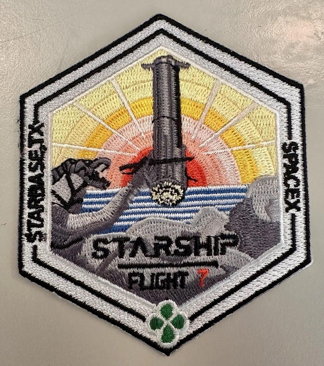 Starship Flight 7 Starbase Orbital Launch Mission Patch 3.5” Iron On Starship Flight 7 Starbase Orbital Launch Mission Patch 3.5” Iron On