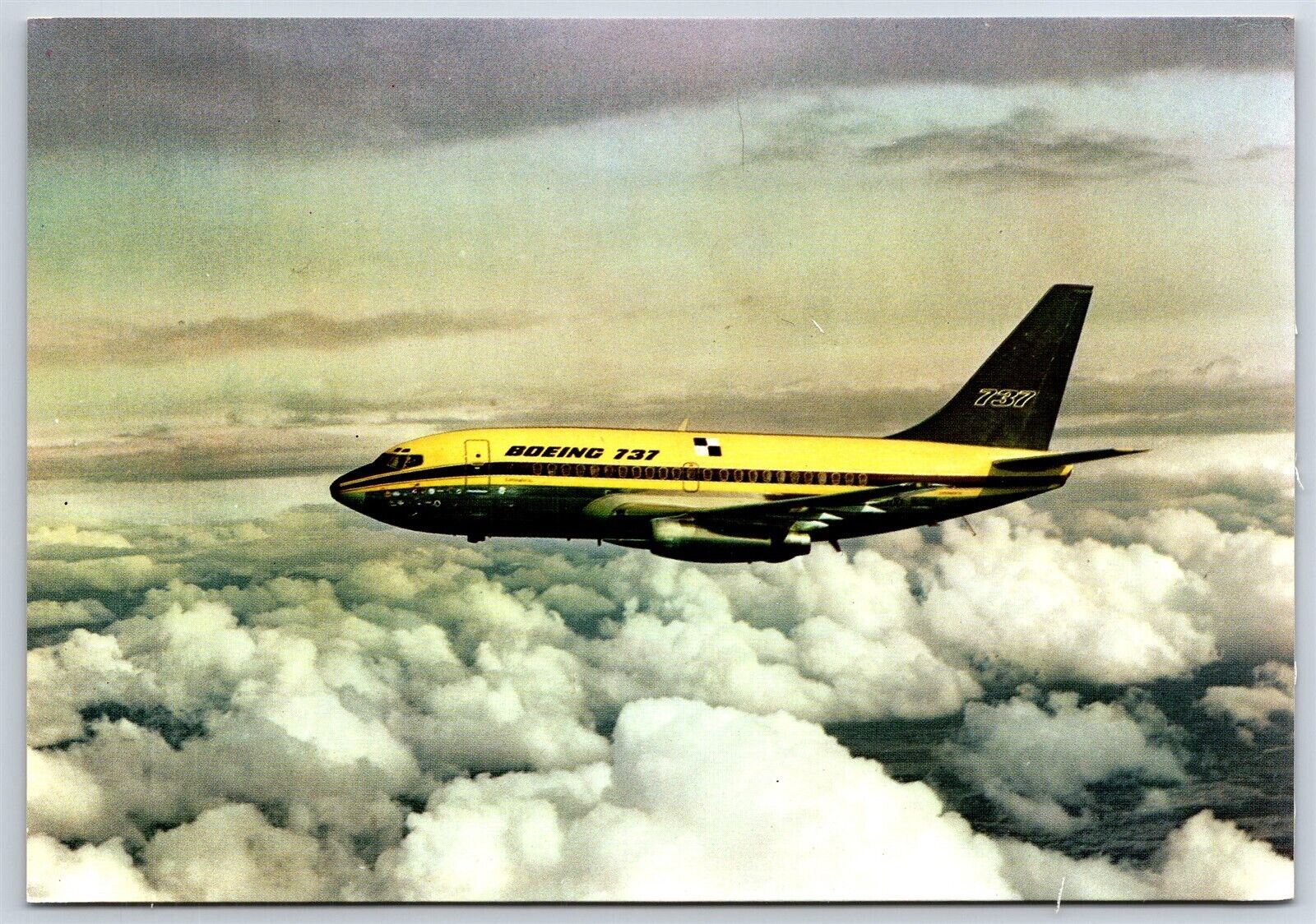 Airplane Postcard Boeing 737 Intercontinental Jetliner Midair Plane Stats DI12